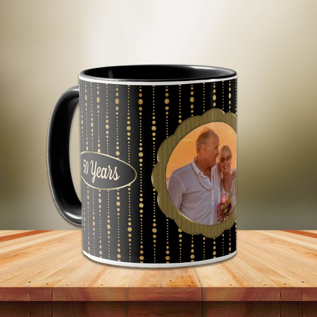 Gold Wedding Anniversary Photo Template Mug (Creator Uploaded)