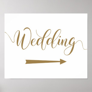 Gold Wedding Arrow Directions Sign Pointing Right