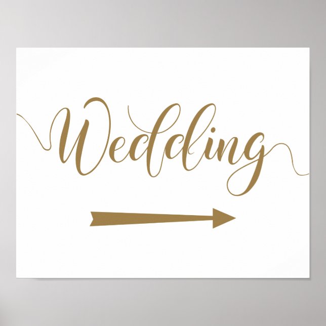 Gold Wedding Arrow Directions Sign Pointing Right (Front)
