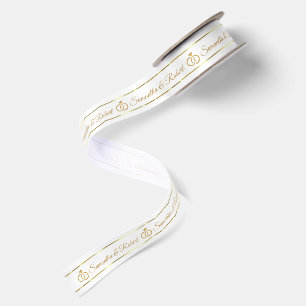 Gold Wedding Bands Gold Typography Shiny Stripes Satin Ribbon