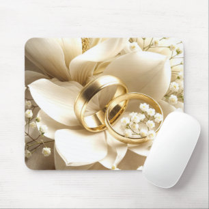 Gold Wedding Bands On a Magnolia Mouse Pad