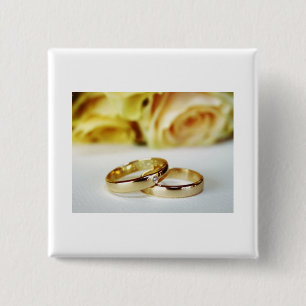 Gold Wedding Bands/Save the Date 15 Cm Square Badge