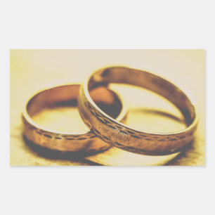  GOLD WEDDING BANDS WEDDING  RECTANGULAR STICKER