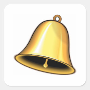 Gold Wedding Bell Square Sticker