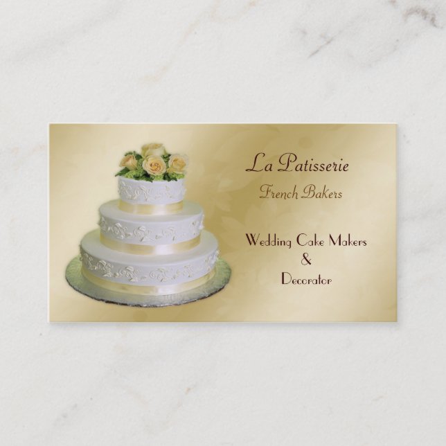 gold Wedding Cake makers business Cards (Front)