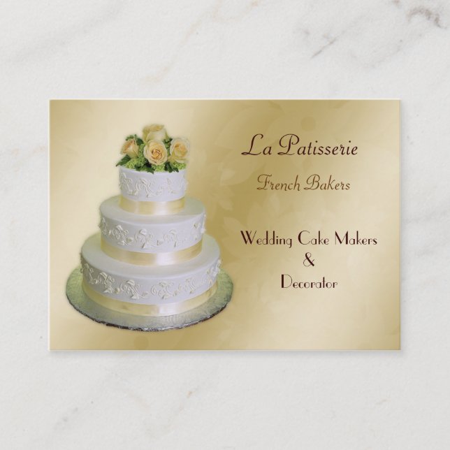 gold Wedding Cake makers business Cards (Front)