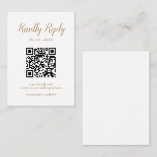 Gold Wedding Calligraphy Editable QR Code RSVP Enclosure Card