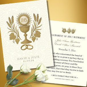 Gold Wedding Catholic Prayer Holy Card