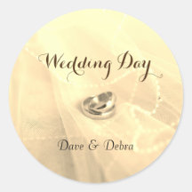 Gold Wedding Day with wedding rings  Classic Round