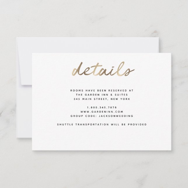 Gold Wedding Details Card (Front)