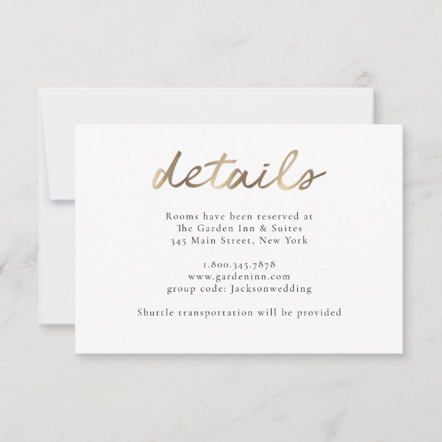 Gold Wedding Details Card (Front)