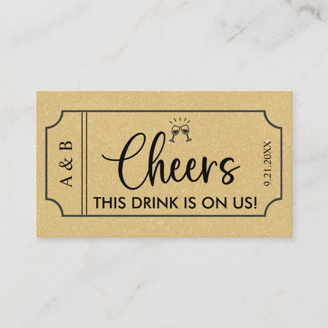 Gold Wedding Drink Ticket Voucher (Front)