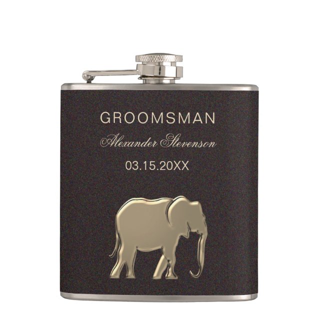 Gold Wedding Favour Hip Flask (Front)
