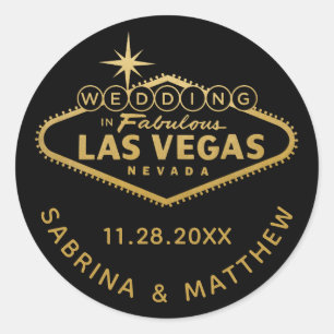 Gold Wedding in Vegas Sign Favour Label