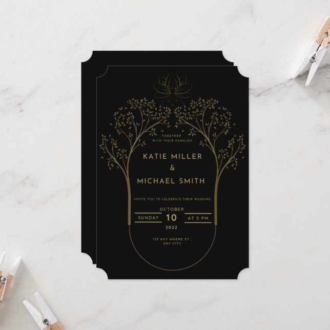 gold wedding invitation (Front/Back In Situ)