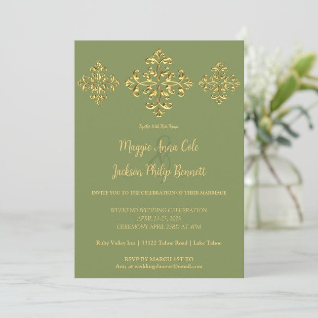 Gold Wedding Invitation (Standing Front)