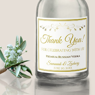 Gold Wedding Liquor Bottle Label Thank You