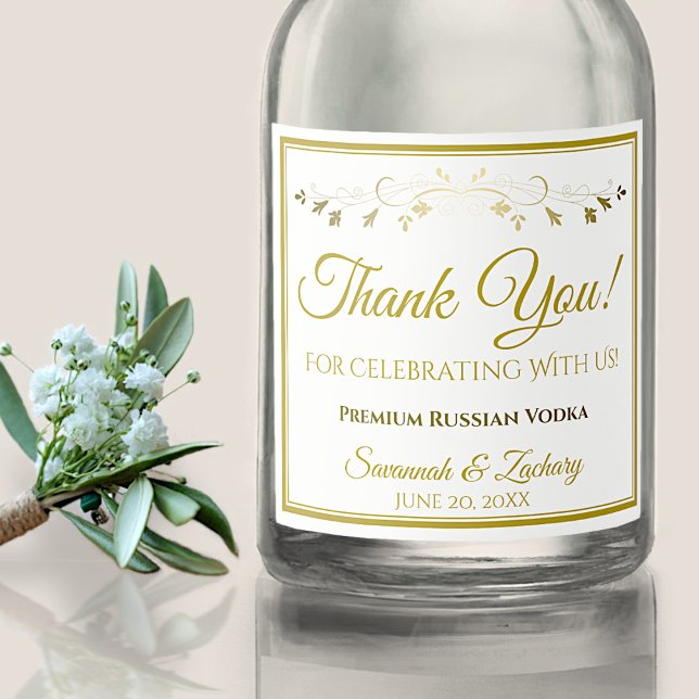 Gold Wedding Liquor Bottle Label Thank You (Creator Uploaded)