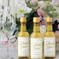 Gold Wedding Mini Wine Bottle Tag Thank You
