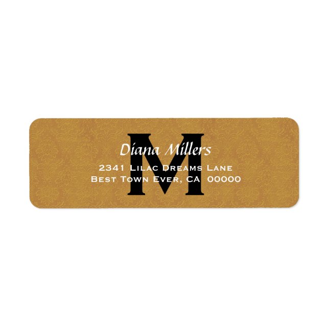 Gold Wedding Monogram Address Label V8 (Front)