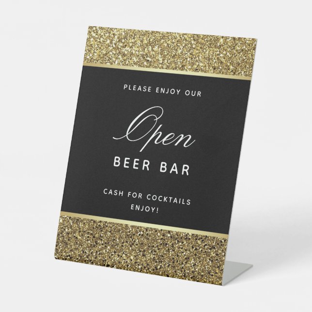 Gold Wedding Open Bar Sign (Front)