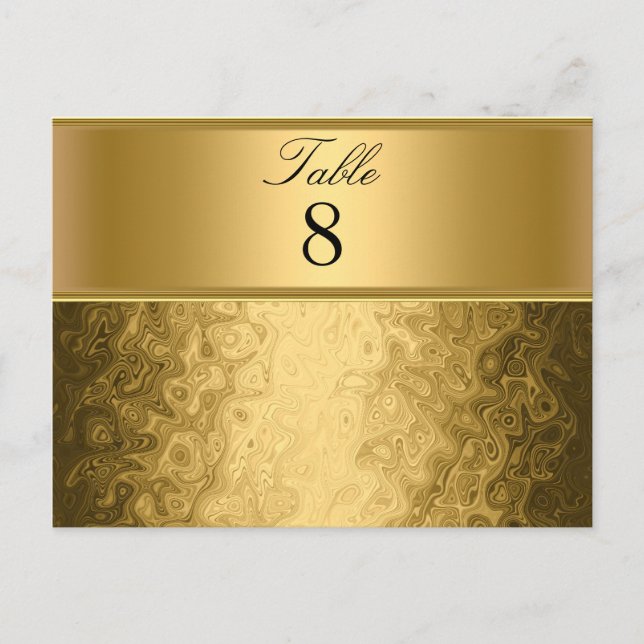 Gold Wedding Party table Numbers Postcard (Front)