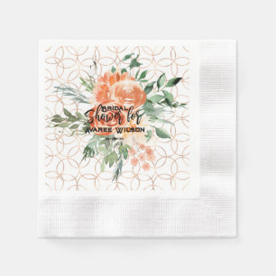 Gold Wedding Ring Pattern with Orange Roses Napkin