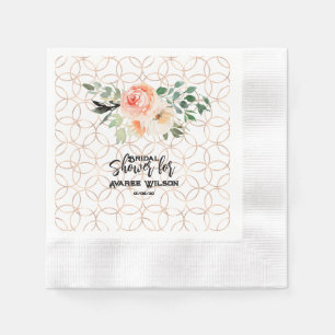 Gold Wedding Ring Pattern with Orange Roses Napkin