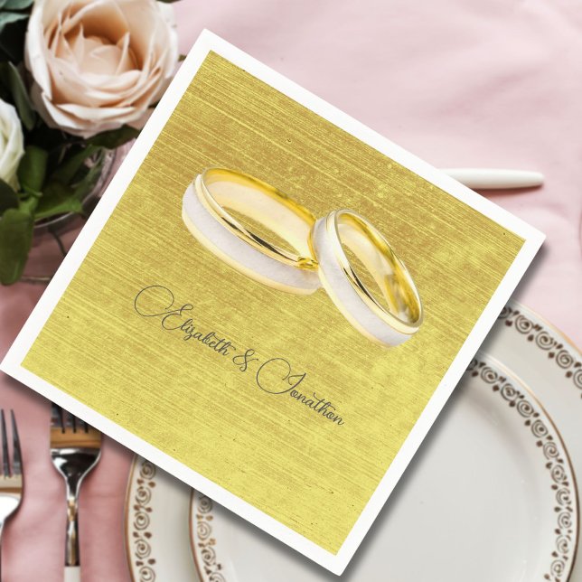 Gold Wedding Rings Custom Design Napkin (Creator Uploaded)