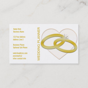 Gold Wedding Rings Heart   Wedding Planner Bridal Business Card