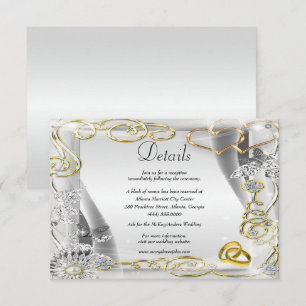Gold Wedding Rings Hearts Wedding Details Enclosure Card