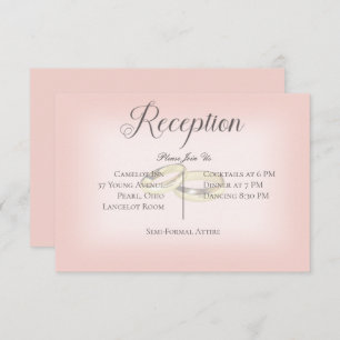 Gold Wedding Rings on Blue Wedding Reception Enclosure Card