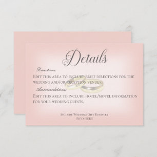 Gold Wedding Rings on Blush Wedding Details Enclosure Card