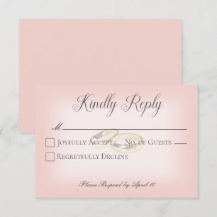 Gold Wedding Rings on Blush Wedding Wedding RSVP Card