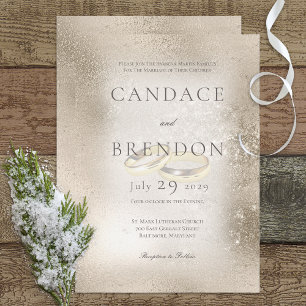 Gold Wedding Rings on Gold Wedding Invitation