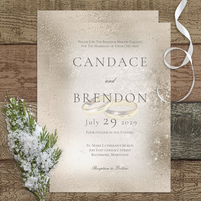 Gold Wedding Rings on Gold Wedding Invitation (Creator Uploaded)