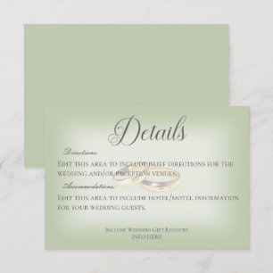 Gold Wedding Rings on Sage Wedding Details  Enclosure Card