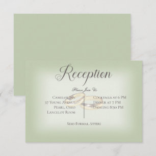 Gold Wedding Rings on Sage Wedding Reception  Enclosure Card