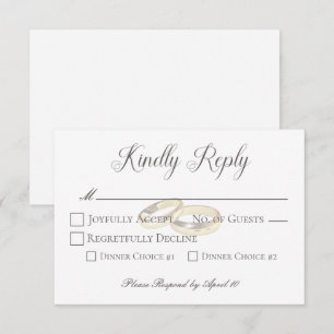 Gold Wedding Rings on White Wedding RSVP Card