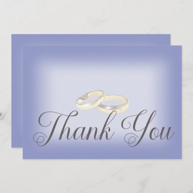 Gold Wedding Rings Periwinkle Wedding Thank You Card (Front/Back)