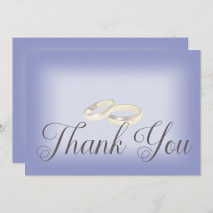 Gold Wedding Rings Periwinkle Wedding Thank You Card
