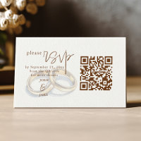 Gold Wedding Rings rustic RSVP QR Code