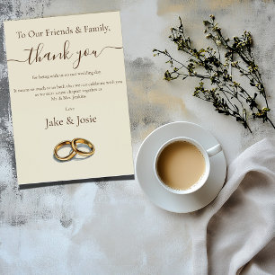 Gold wedding rings thank you Table Card