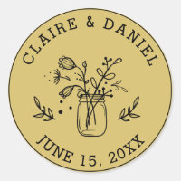 Gold Wedding Save the Date Mason Jar Flowers 