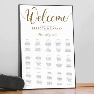 Gold Wedding Seating Chart with 15 Tables