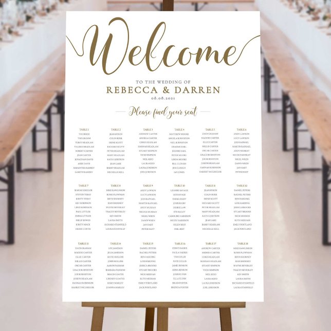Gold Wedding Seating Chart with 18 Tables (Creator Uploaded)
