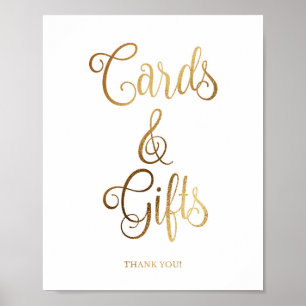 Gold wedding sign for cards and gifts   Gold