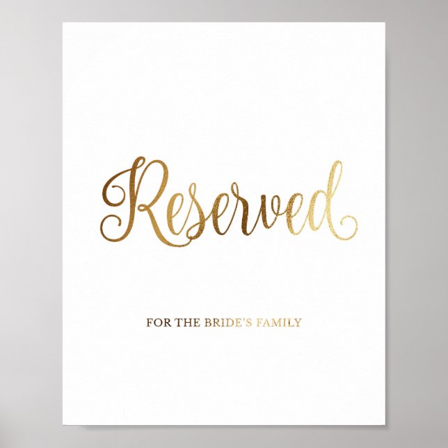 Gold wedding sign for reserved | Gold (Front)