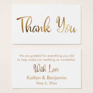 Gold Wedding Thank You Favour Tag Insert Card