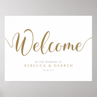 Gold Wedding Welcome Sign Personalized